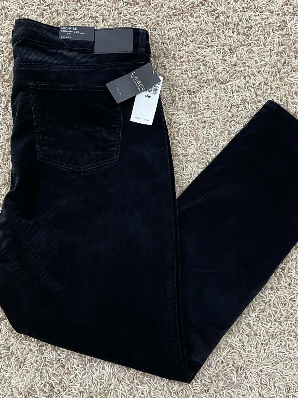 Lauren Ralph Lauren Women’s Stretch Corduroy Mid-Rise Straight Pants, Size 16W